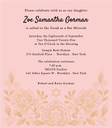 Etched Floral Pink Bat Mitzvah Invitation